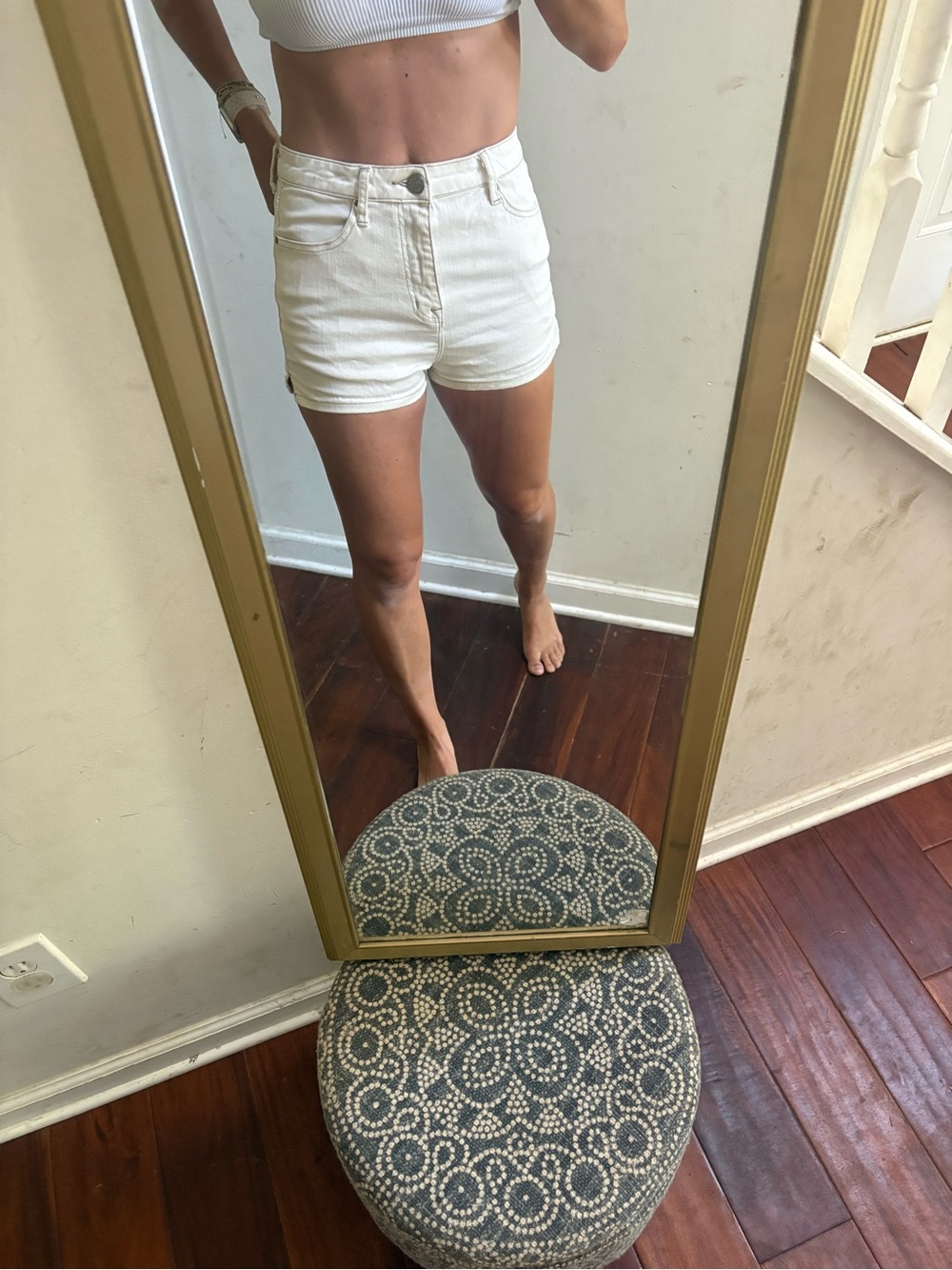 BDG White High-Rise Denim Shorts